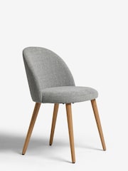 Set of 2 Tweedy Plain Mid Grey Newman Oak Effect Leg Dining Chairs - Image 3 of 8
