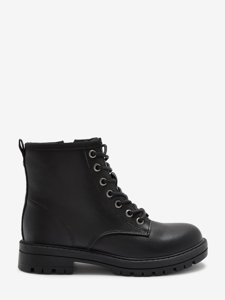 Black Wide Fit (G) Warm Lined Lace-Up Boots - Image 1 of 1