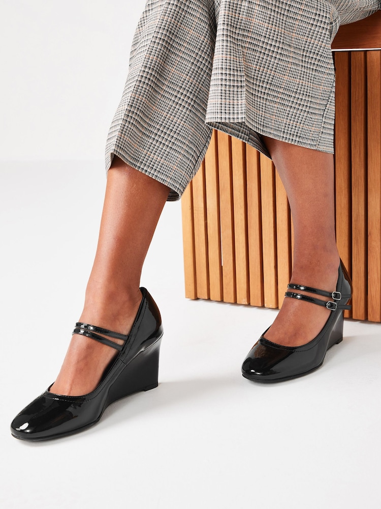 Black Forever Comfort® Mary Jane Wedge Shoes - Image 1 of 5