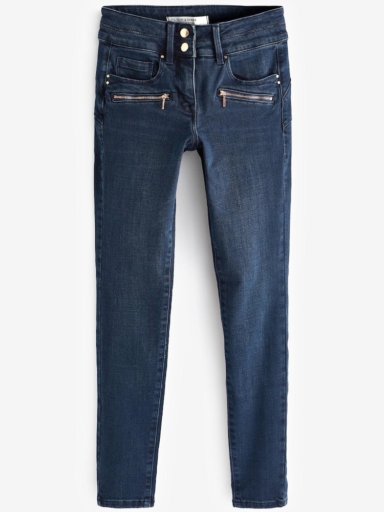 Reißverschlusstasche, Tintenblau - Next Lift, Slim And Shape Skinny-Jeans - Bild 1 von 1