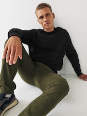 Black Regular Fit Jersey Cotton Rich Crew Sweatshirt - Image 2 of 5