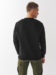 Black Regular Fit Jersey Cotton Rich Crew Sweatshirt - Image 3 of 5