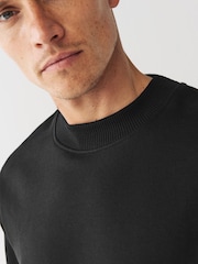 Black Regular Fit Jersey Cotton Rich Crew Sweatshirt - Image 4 of 5