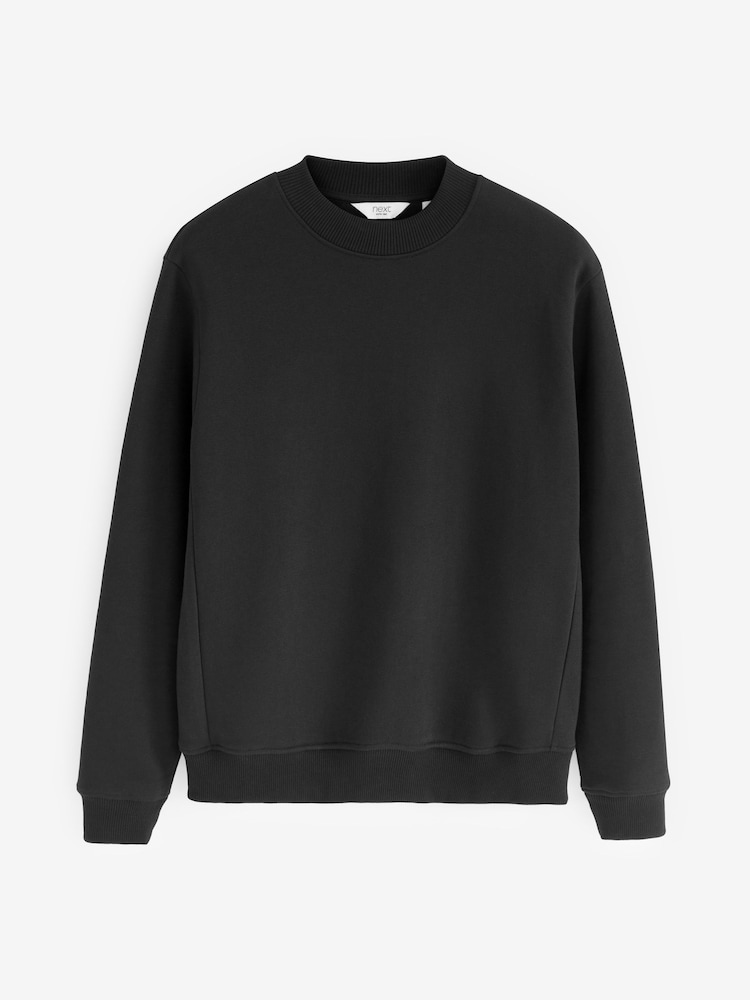 Black Regular Fit Jersey Cotton Rich Crew Sweatshirt - Image 5 of 5