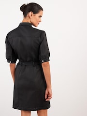 Black Coated Denim Shirt Dress - Image 3 of 5