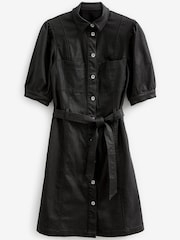 Black Coated Denim Shirt Dress - Image 5 of 5
