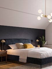 Blue Slate Plush Chenille Matson Upholstered Bed Frame - Image 1 of 7
