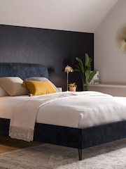 Blue Slate Plush Chenille Matson Upholstered Bed Frame - Image 2 of 7