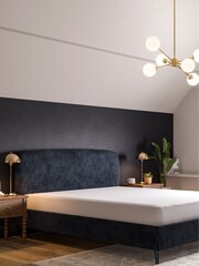 Blue Slate Plush Chenille Matson Upholstered Bed Frame - Image 3 of 7