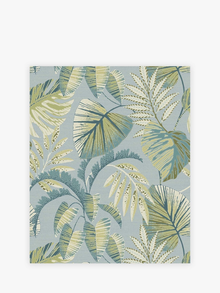 Papel pintado de 10 metros con diseño de hojas de selva - Imagen 2 de 4