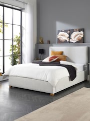 Aspire Furniture Silver Grey Bouclé Upholstered Garland End Lift Ottoman Storage Bed - Image 1 of 5
