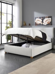 Aspire Furniture Silver Grey Bouclé Upholstered Garland End Lift Ottoman Storage Bed - Image 2 of 5
