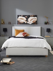Aspire Furniture Silver Grey Bouclé Upholstered Garland End Lift Ottoman Storage Bed - Image 4 of 5