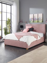 Aspire Furniture Pink Bouclé Upholstered Garland End Lift Ottoman Storage Bed - Image 1 of 6