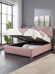 Aspire Furniture Pink Bouclé Upholstered Garland End Lift Ottoman Storage Bed - Image 2 of 6