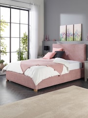 Aspire Furniture Pink Bouclé Upholstered Garland End Lift Ottoman Storage Bed - Image 3 of 6