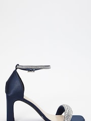 Quiz Blue Satin Diamante Strap Heel Sandals - Image 2 of 5