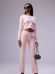Pink - Juicy Couture Velours-Jogginghose für Damen mit geradem Bein - Bild 2 von 4