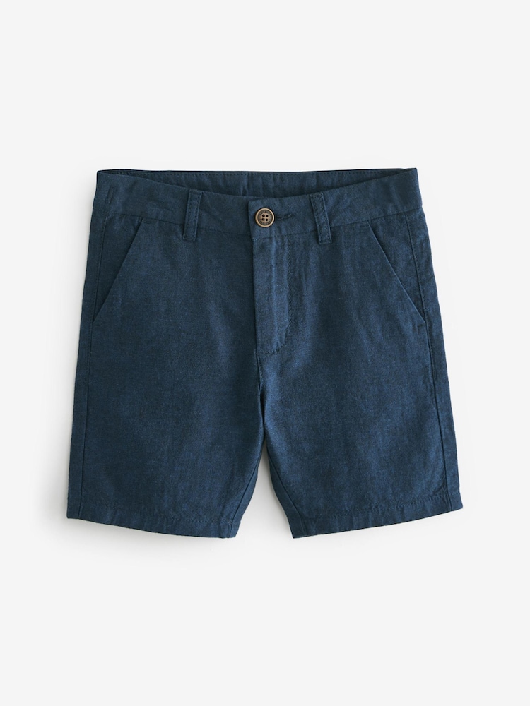 Navy Linen Blend Chino Shorts (3-16yrs) - Image 1 of 3