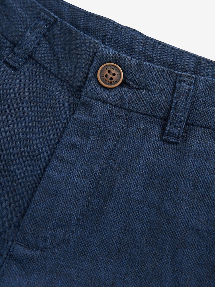 Navy Linen Blend Chino Shorts (3-16yrs) - Image 3 of 3