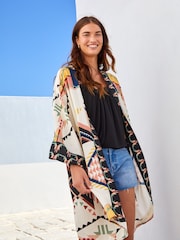 Cream Aztec Longline Kimono Cover-Up - Image 1 of 2