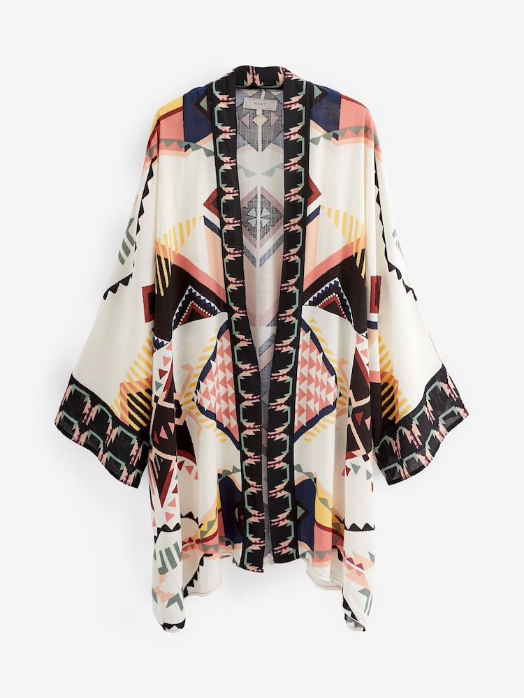 Cream Aztec Longline Kimono Cover-Up - Image 2 of 2