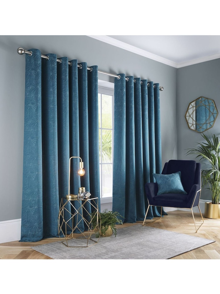 Studio G Kingfisher Blue Amari Eyelet Curtains - Image 1 of 3