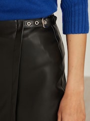 Black Buckle Detail Faux Leather Mini Skirt - Image 6 of 6
