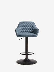 Arona Faux Leather Navy Blue Hamilton Quilted Kitchen Bar Stool - Image 2 of 9