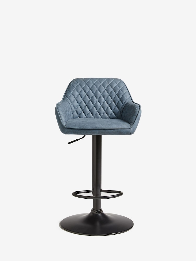 Arona Faux Leather Navy Blue Hamilton Quilted Kitchen Bar Stool - Image 2 of 9