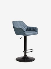 Arona Faux Leather Navy Blue Hamilton Quilted Kitchen Bar Stool - Image 3 of 9