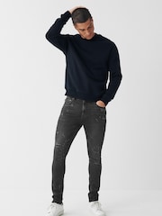 Grey Paint Splatter Skinny Fit Ripped Stretch Jeans - Image 2 of 8