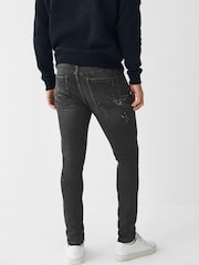 Grey Paint Splatter Skinny Fit Ripped Stretch Jeans - Image 3 of 8