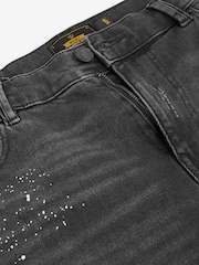 Grey Paint Splatter Skinny Fit Ripped Stretch Jeans - Image 7 of 8