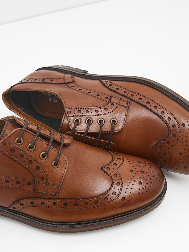 White Stuff Natural Arlo Brogue Leather Shoes - Image 4 of 4