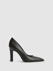 Reiss Black Ada Court Leather Court Shoes - Image 1 of 6