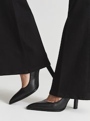 Reiss Black Ada Court Leather Court Shoes - Image 2 of 6