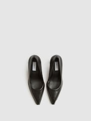 Reiss Black Ada Court Leather Court Shoes - Image 3 of 6