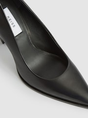 Reiss Black Ada Court Leather Court Shoes - Image 4 of 6