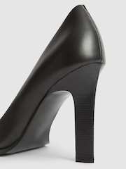 Reiss Black Ada Court Leather Court Shoes - Image 6 of 6