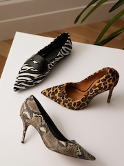 Leopard Signature Leather Court Shoes - Image 7 of 8