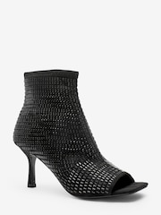 Black Heatseal Forever Comfort® Satin Peep Toe Shoe Boots - Image 6 of 8
