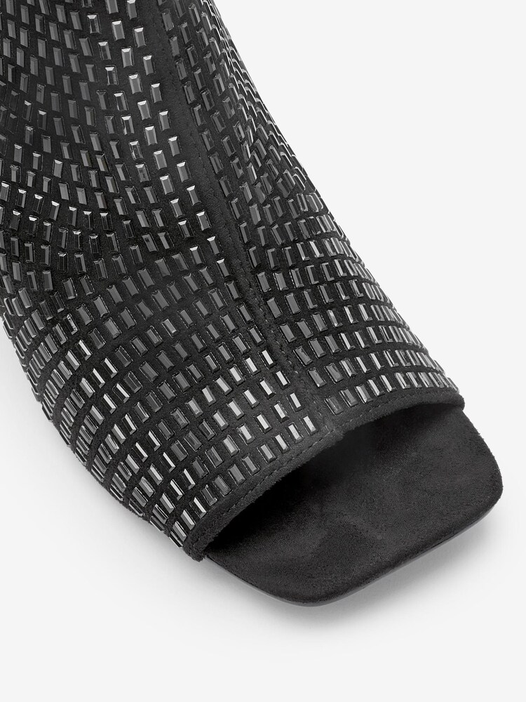 Black Heatseal Forever Comfort® Satin Peep Toe Shoe Boots - Image 8 of 8