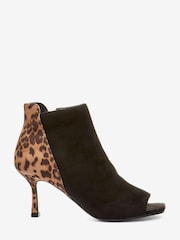 Schwarz/Animalprint - Forever Comfort® Peeptoe-Stiefeletten aus Materialmix - Bild 5 von 8