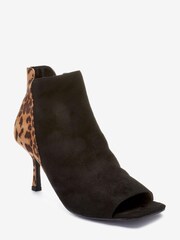 Schwarz/Animalprint - Forever Comfort® Peeptoe-Stiefeletten aus Materialmix - Bild 6 von 8