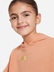 Nike Orange/Gold Shine Fleece Long Line Hoodie - Image 4 of 5