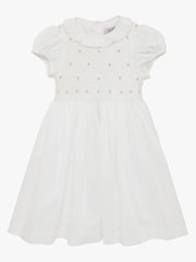 Trotters London Willow 100% Cotton Rose Hand Smocked White Dress - Image 1 of 5
