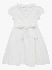 Trotters London Willow 100% Cotton Rose Hand Smocked White Dress - Image 2 of 5