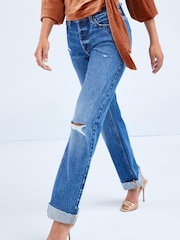 Blue Boyfriend Fit Jeans - Image 2 of 5