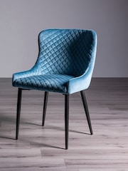 Bentley Designs Set of 2 Petrol Blue Cezanne Velvet Fabric Chairs - Image 2 of 4